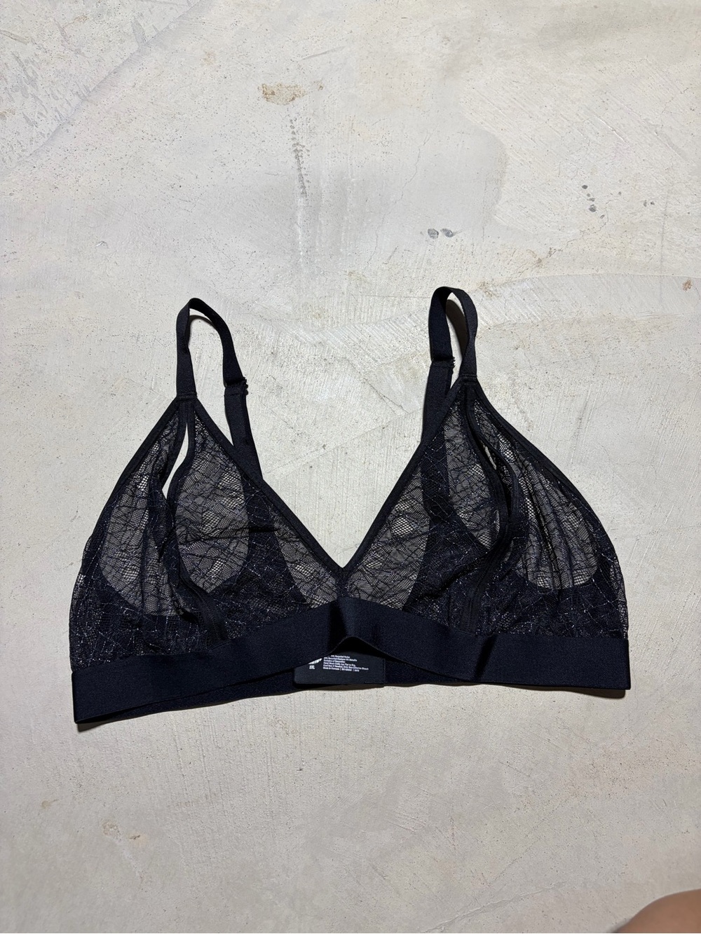 Parade Sheer Lace Triangle Bralette in Black 2XL